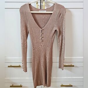 Abercrombie Taupe Beige Brown Long Sleeve Mini Dress Small